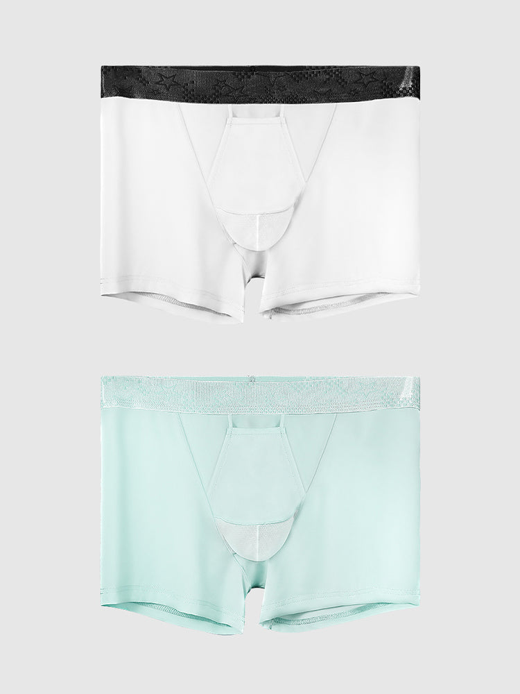 2 Men's Ultra-Thin Ice Silk Detachable Gusset Breathable Trunks | dmunderwear detail image 14