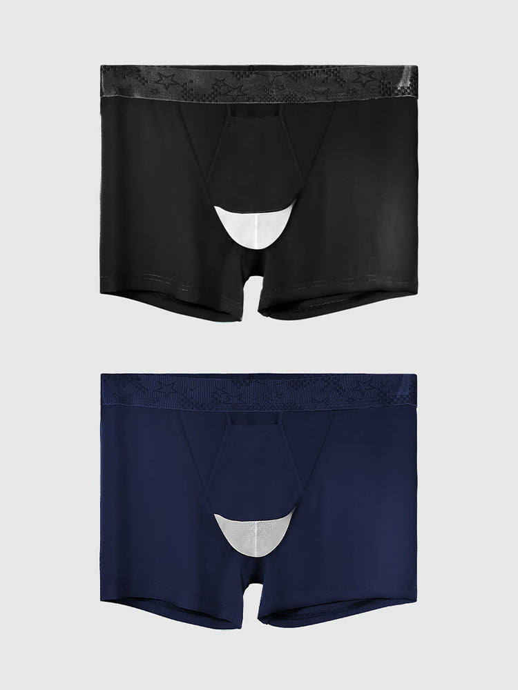 2 Men's Ultra-Thin Ice Silk Detachable Gusset Breathable Trunks | dmunderwear detail image 17