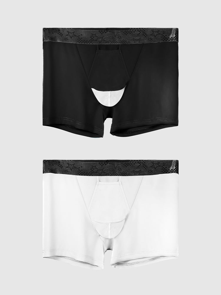 2 Men's Ultra-Thin Ice Silk Detachable Gusset Breathable Trunks | dmunderwear detail image 2