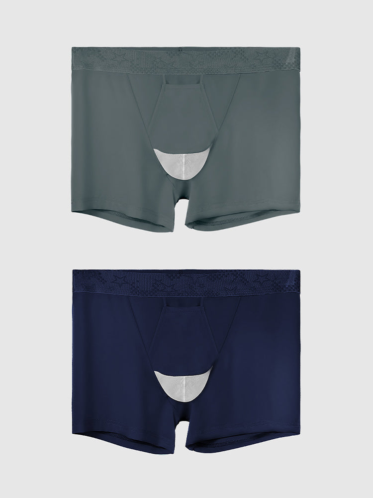2 Men's Ultra-Thin Ice Silk Detachable Gusset Breathable Trunks | dmunderwear detail image 8