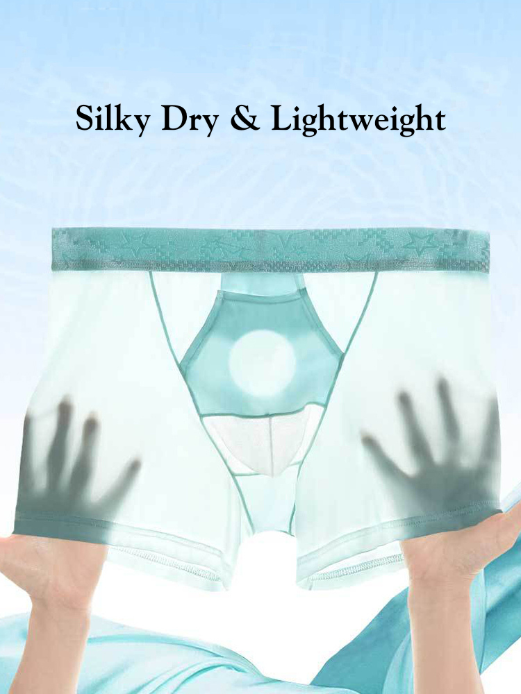 2 Men's Ultra-Thin Ice Silk Detachable Gusset Breathable Trunks | dmunderwear detail image 9