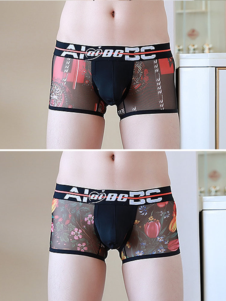 2 Pack Breathable Print Trendy Open-Back Trunks | dmunderwear detail image 17