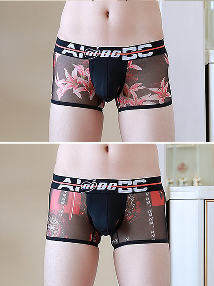 2 Pack Breathable Print Trendy Open-Back Trunks | dmunderwear detail image 2