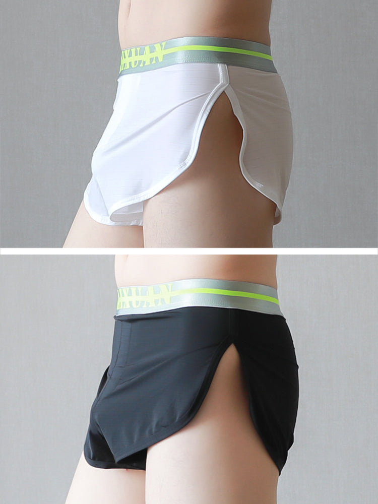 2 Pack Ice Silk Casual Trendy Soft Breathable Comfort Split-Leg Home Boxers | dmunderwear detail image 12