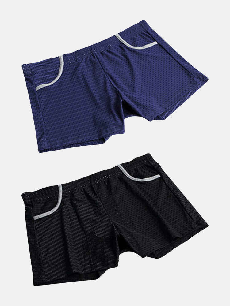 2 Pack Loose Home Underwear Breathable Mesh Shorts | dmunderwear detail image 13