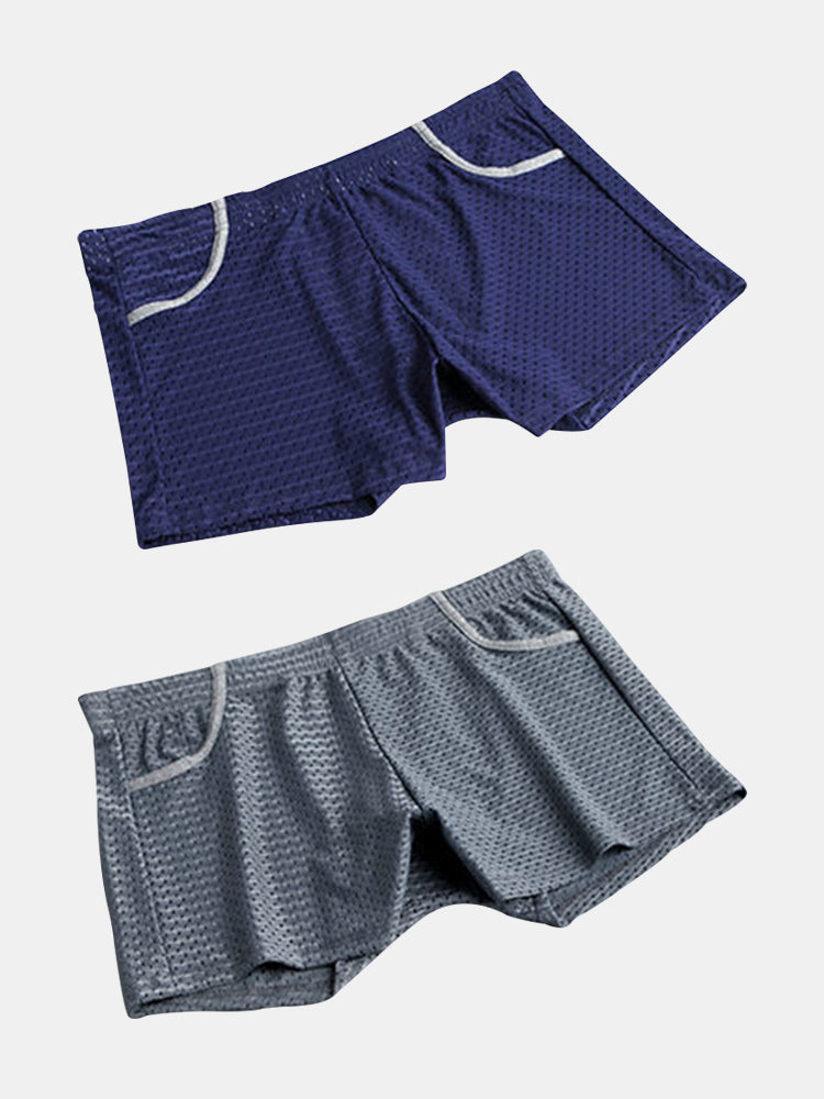 2 Pack Loose Home Underwear Breathable Mesh Shorts | dmunderwear detail image 14