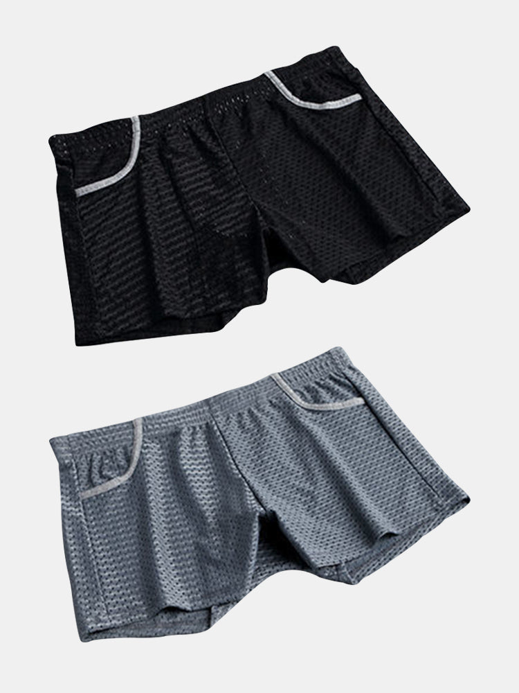 2 Pack Loose Home Underwear Breathable Mesh Shorts | dmunderwear detail image 15