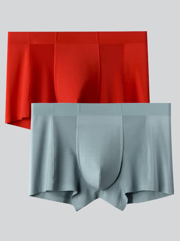 2 Pack Men's Breathable Seamless Modal Trunks | dmunderwear detail image 7