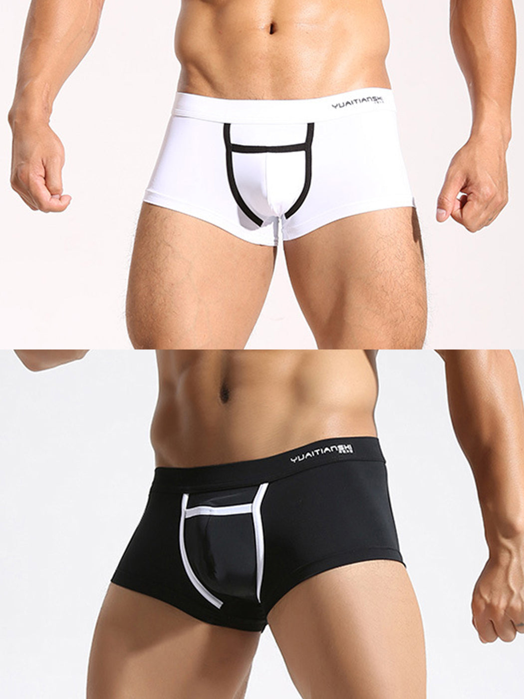 2 Pack Men's Breathable Trunks with Open Fly | dmunderwear detail image 10