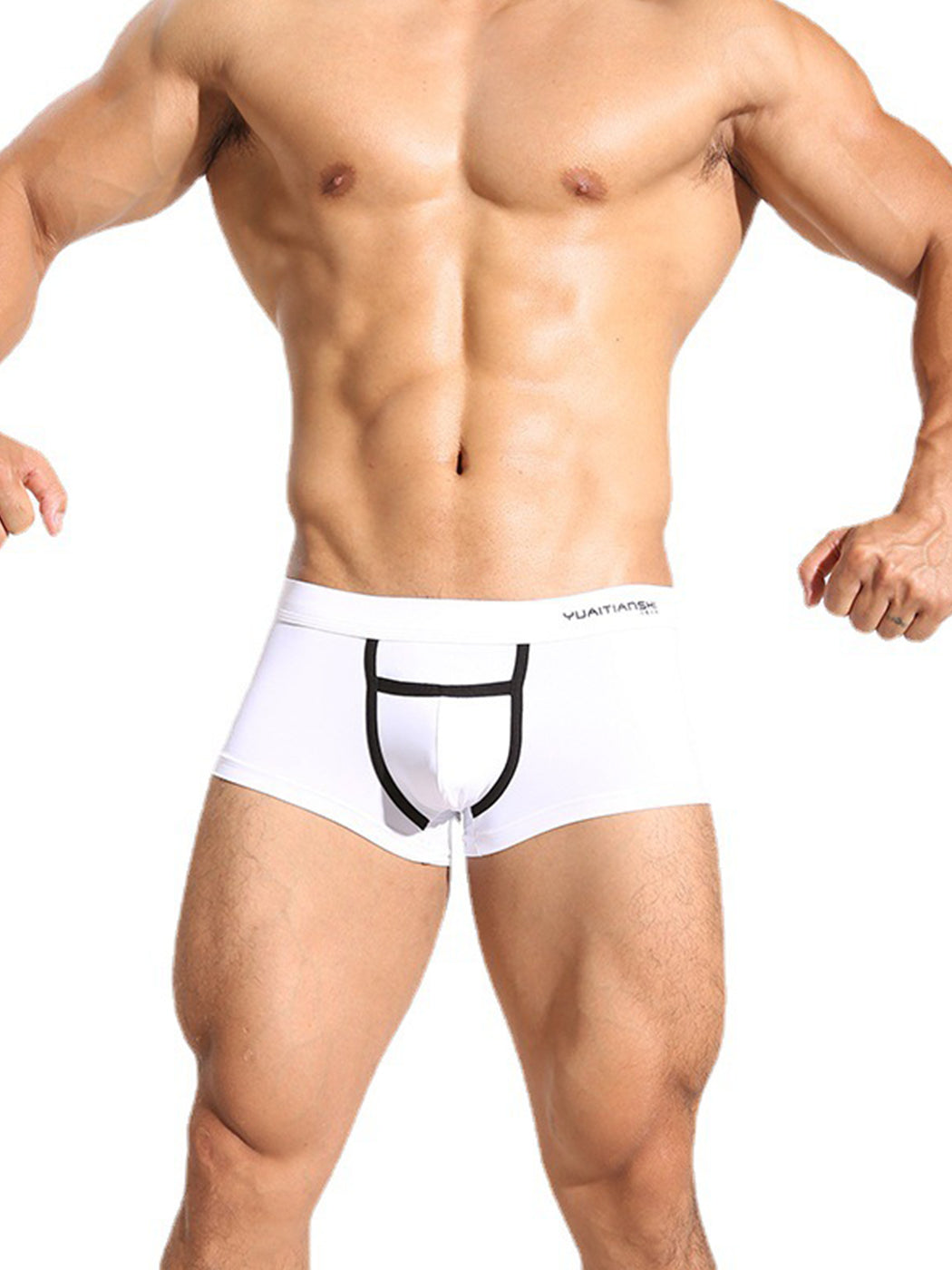 2 Pack Men's Breathable Trunks with Open Fly | dmunderwear detail image 3