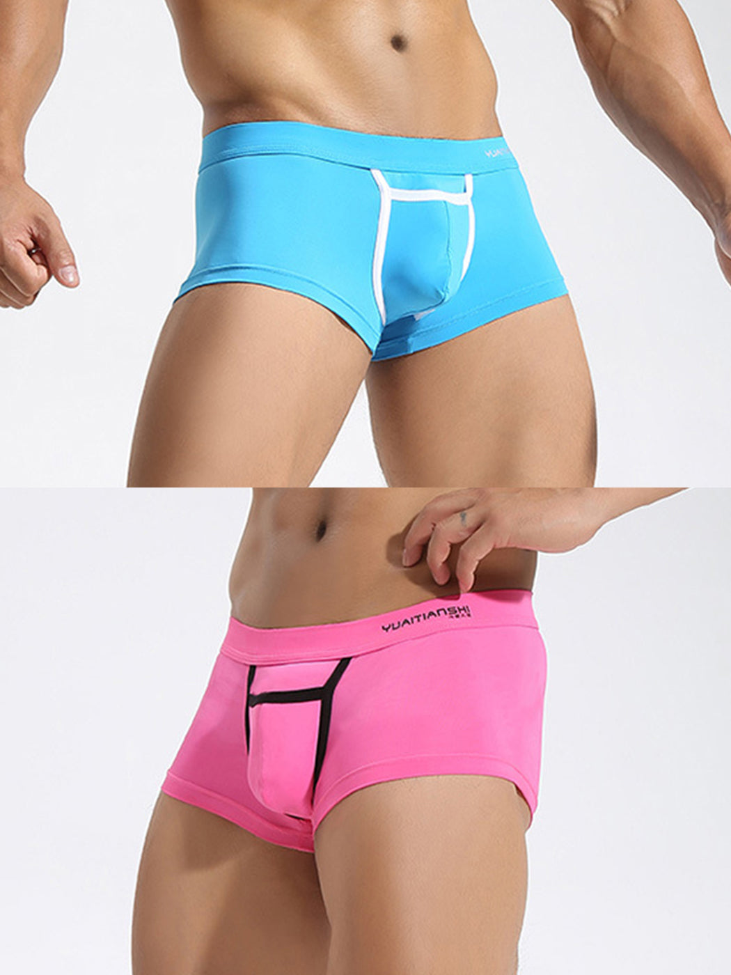 2 Pack Men's Breathable Trunks with Open Fly | dmunderwear detail image 7