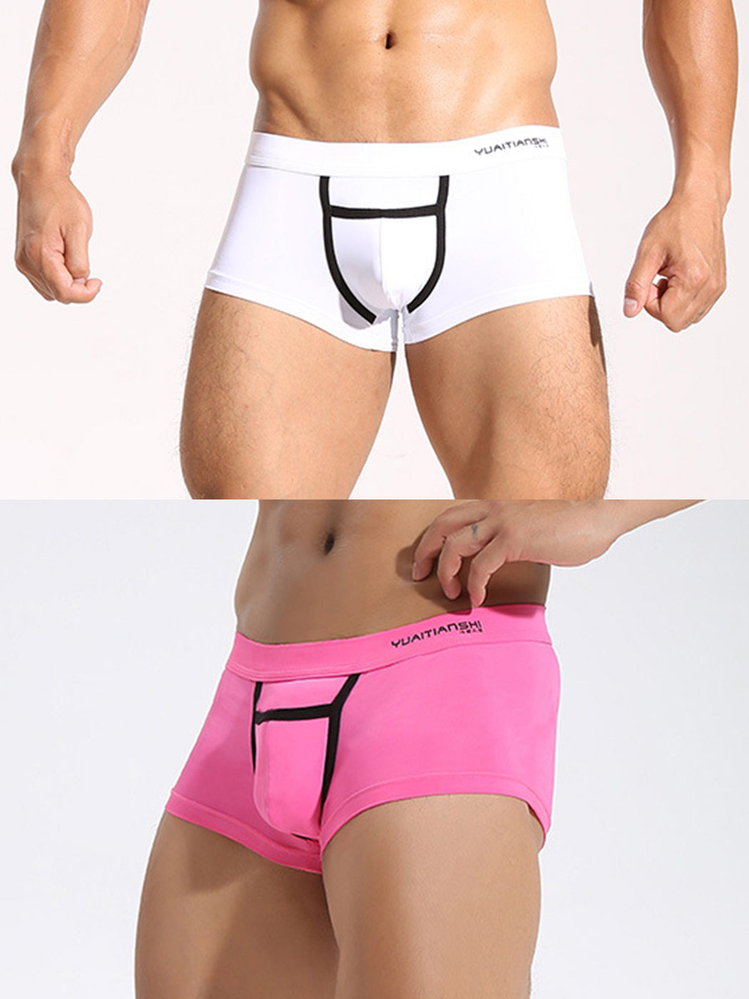 2 Pack Men's Breathable Trunks with Open Fly | dmunderwear detail image 9