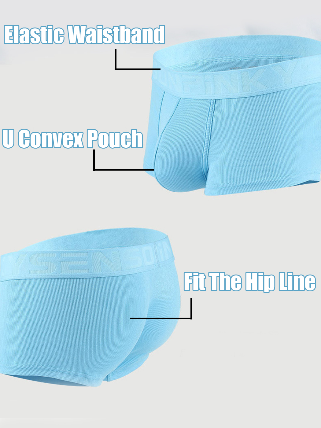 2 Pack Men's Breathable U Pouch Modal Trunks | dmunderwear detail image 5