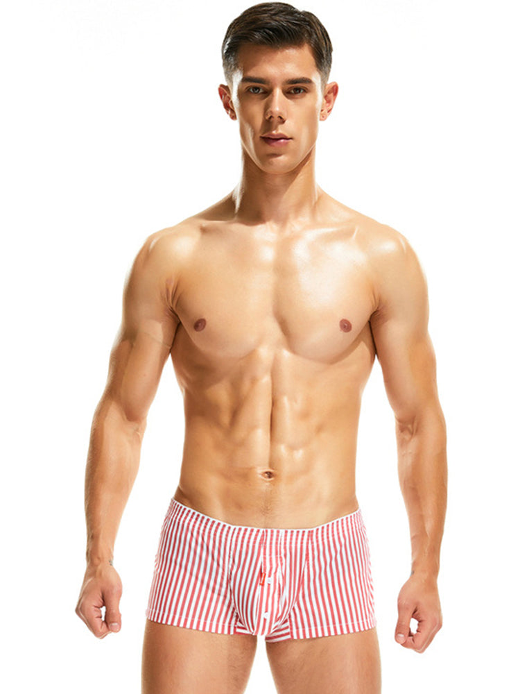 2 Pack Men's Classic Striped Trunks with Button Fly | dmunderwear detail image 7
