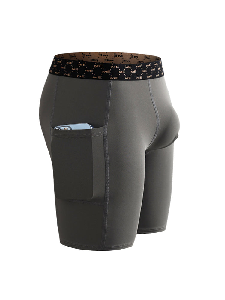 2 Pack Men's Compression Boxer Shorts with Side Pocket | dmunderwear