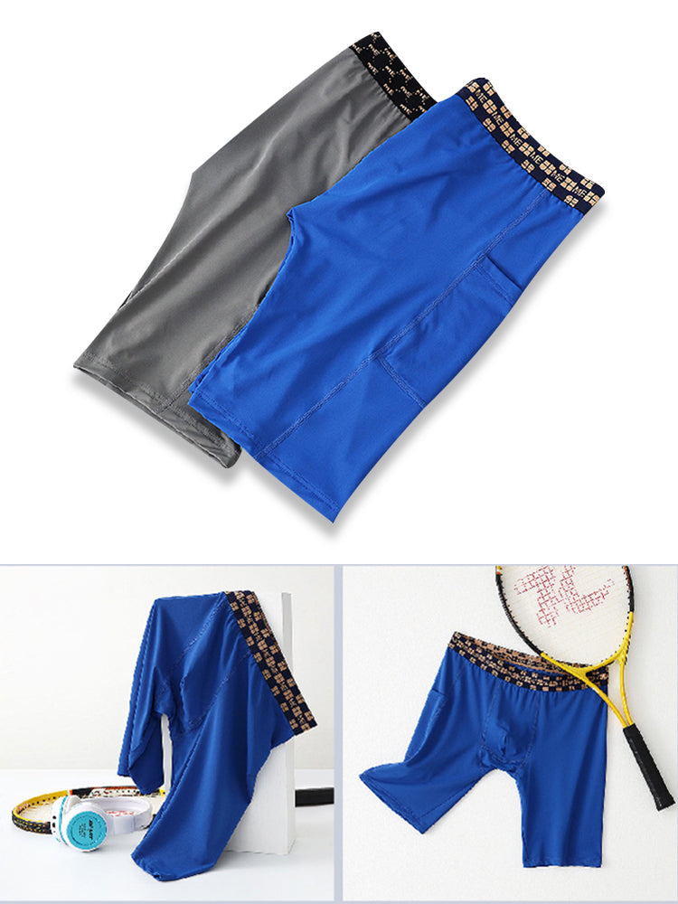 2 Pack Men's Compression Boxer Shorts with Side Pocket | dmunderwear detail image 6