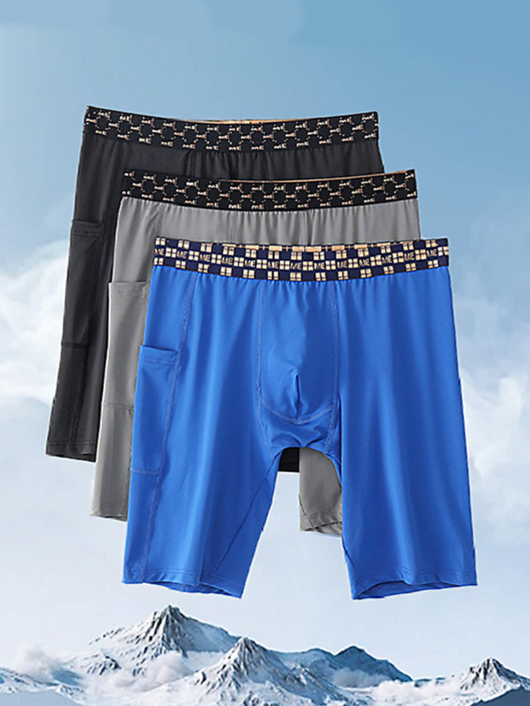 2 Pack Men's Compression Boxer Shorts with Side Pocket | dmunderwear detail image 8