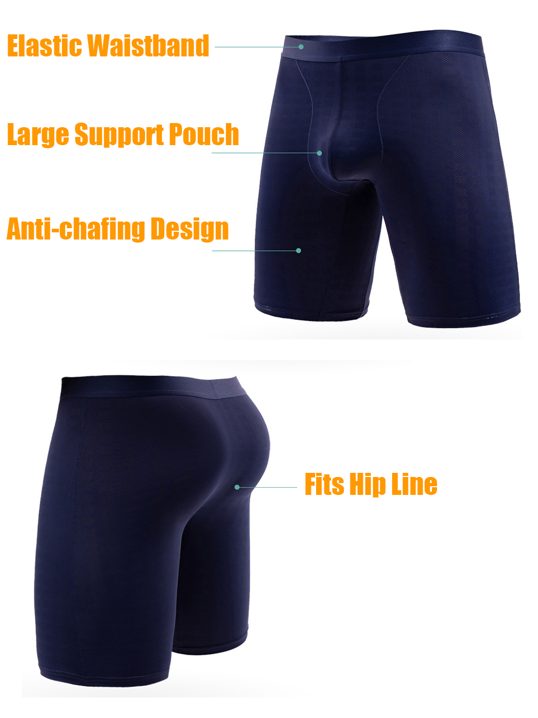2 Pack Men's Front Pouch Mesh Boxer Briefs | dmunderwear detail image 7