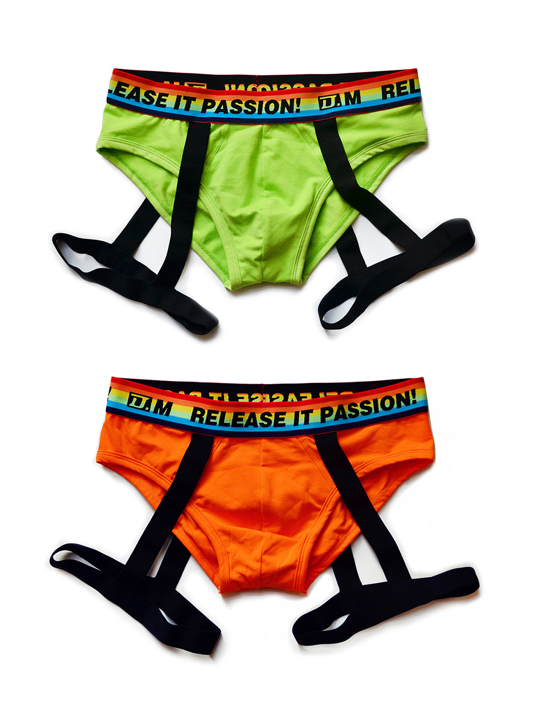 2 Pack Men's Rainbow Solid Color Suspender Briefs | dmunderwear detail image 17