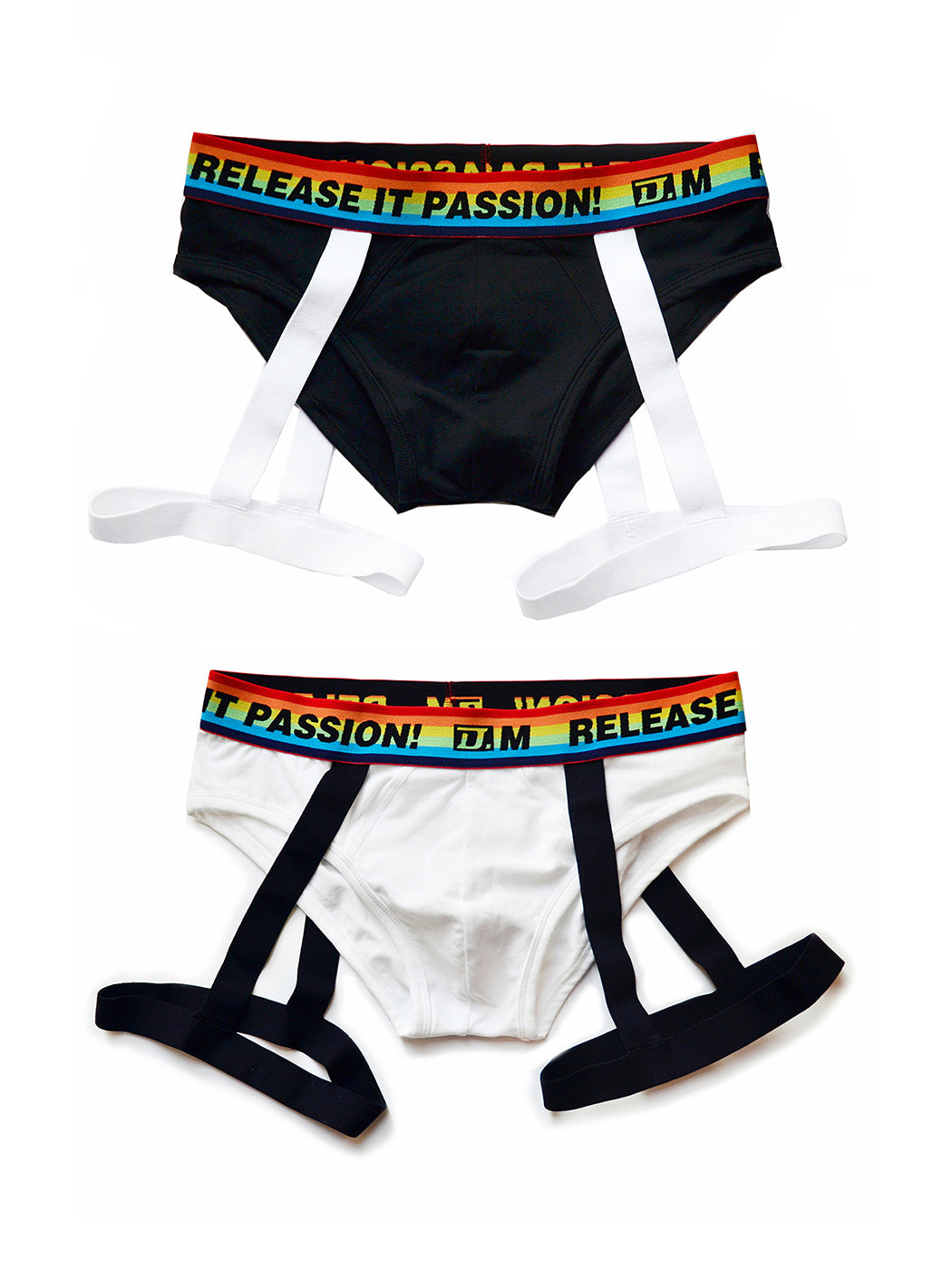 2 Pack Men's Rainbow Solid Color Suspender Briefs | dmunderwear variant image
