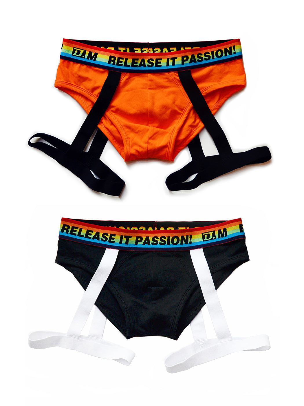 2 Pack Men's Rainbow Solid Color Suspender Briefs | dmunderwear detail image 20