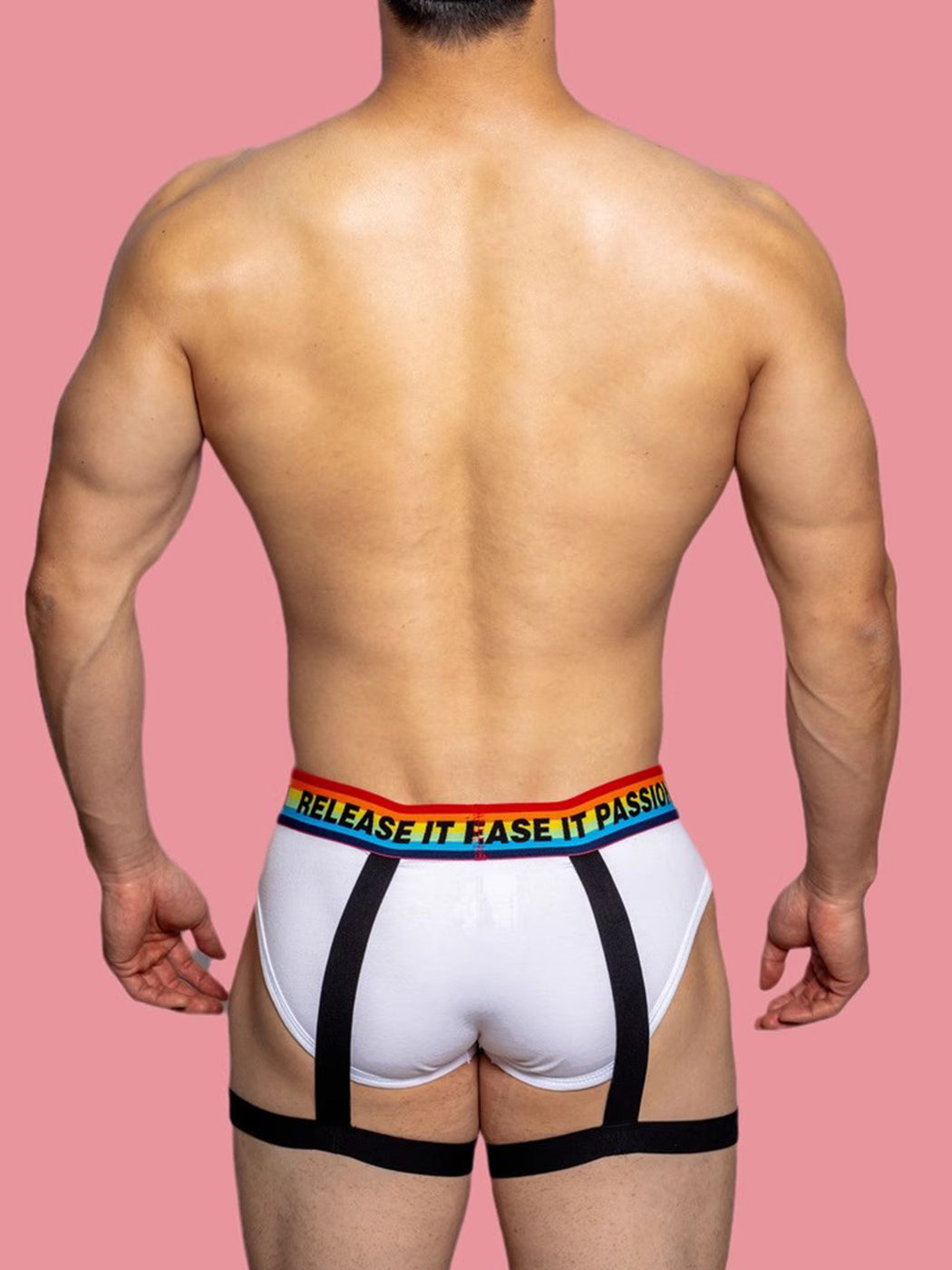 2 Pack Men's Rainbow Solid Color Suspender Briefs | dmunderwear detail image 6