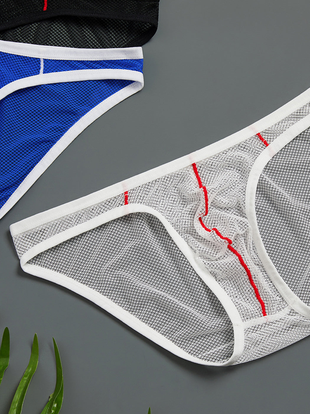 2 Pack Men's See-through Mesh Bikini | dmunderwear detail image 5