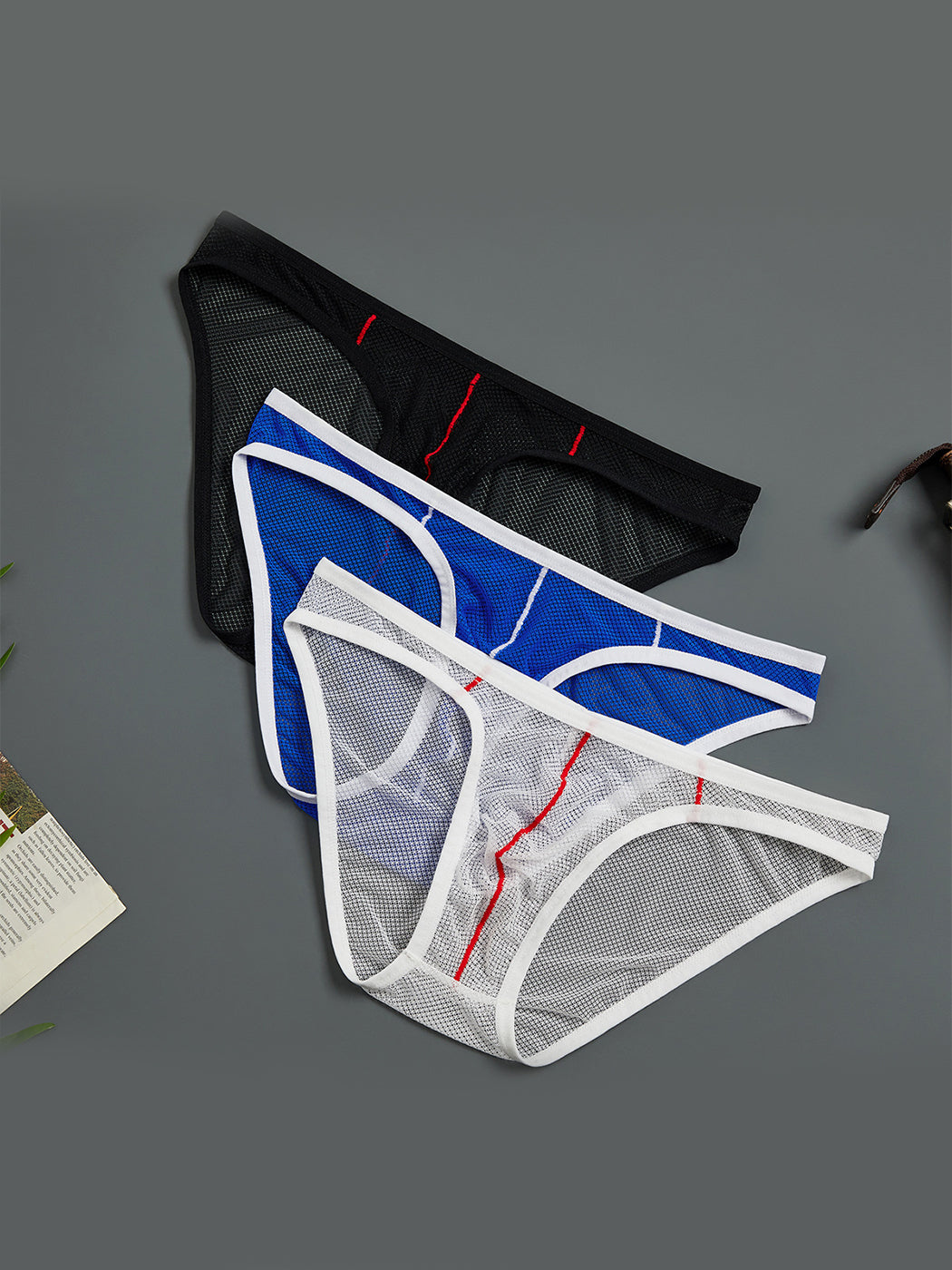 2 Pack Men's See-through Mesh Bikini | dmunderwear detail image 6