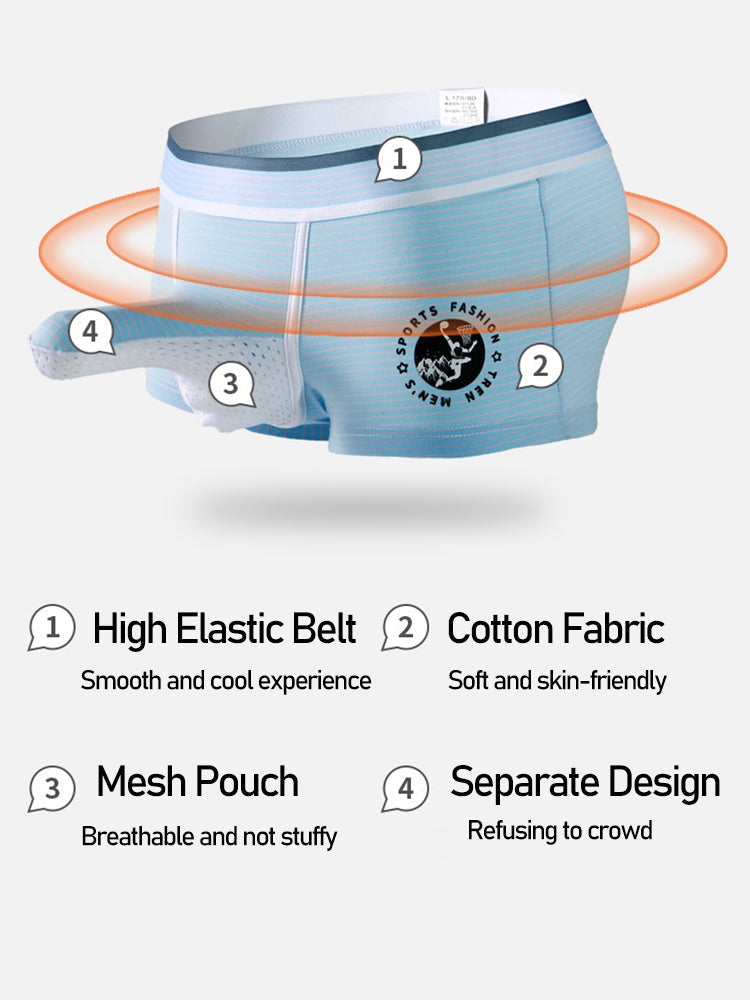 2 Pack Men's Separate Support Pouch Cotton Trunks | dmunderwear detail image 10