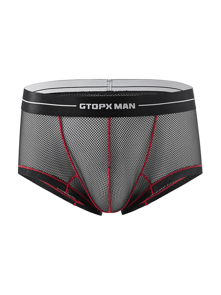 2 Pack Men's Sexy Low-rise Transparent Mesh Trunks | dmunderwear