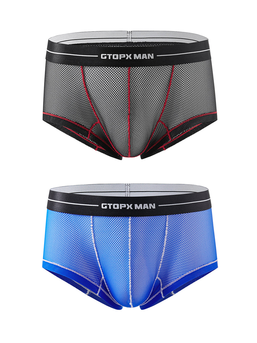 2 Pack Men's Sexy Low-rise Transparent Mesh Trunks | dmunderwear detail image 13