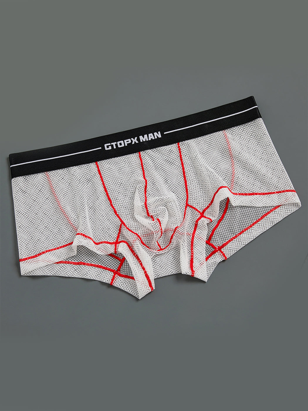 2 Pack Men's Sexy Low-rise Transparent Mesh Trunks | dmunderwear detail image 5