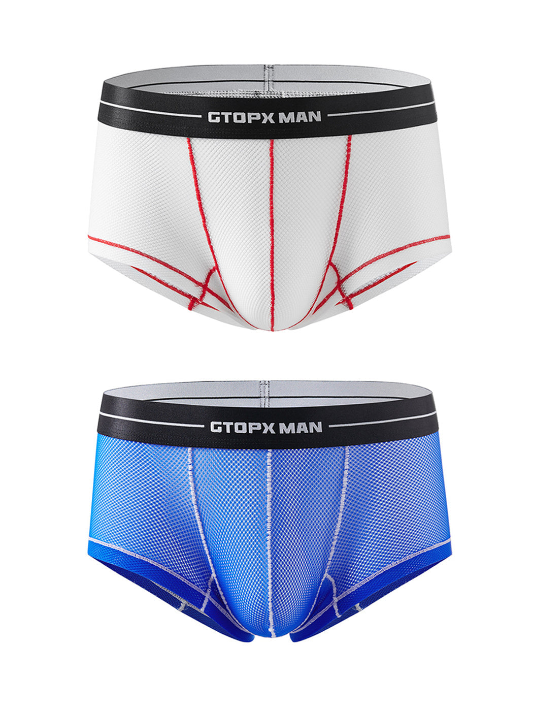 2 Pack Men's Sexy Low-rise Transparent Mesh Trunks | dmunderwear detail image 8