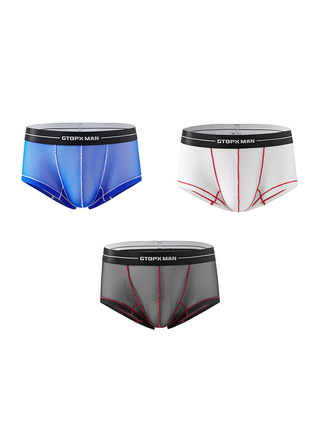 2 Pack Men's Sexy Low-rise Transparent Mesh Trunks | dmunderwear detail image 9