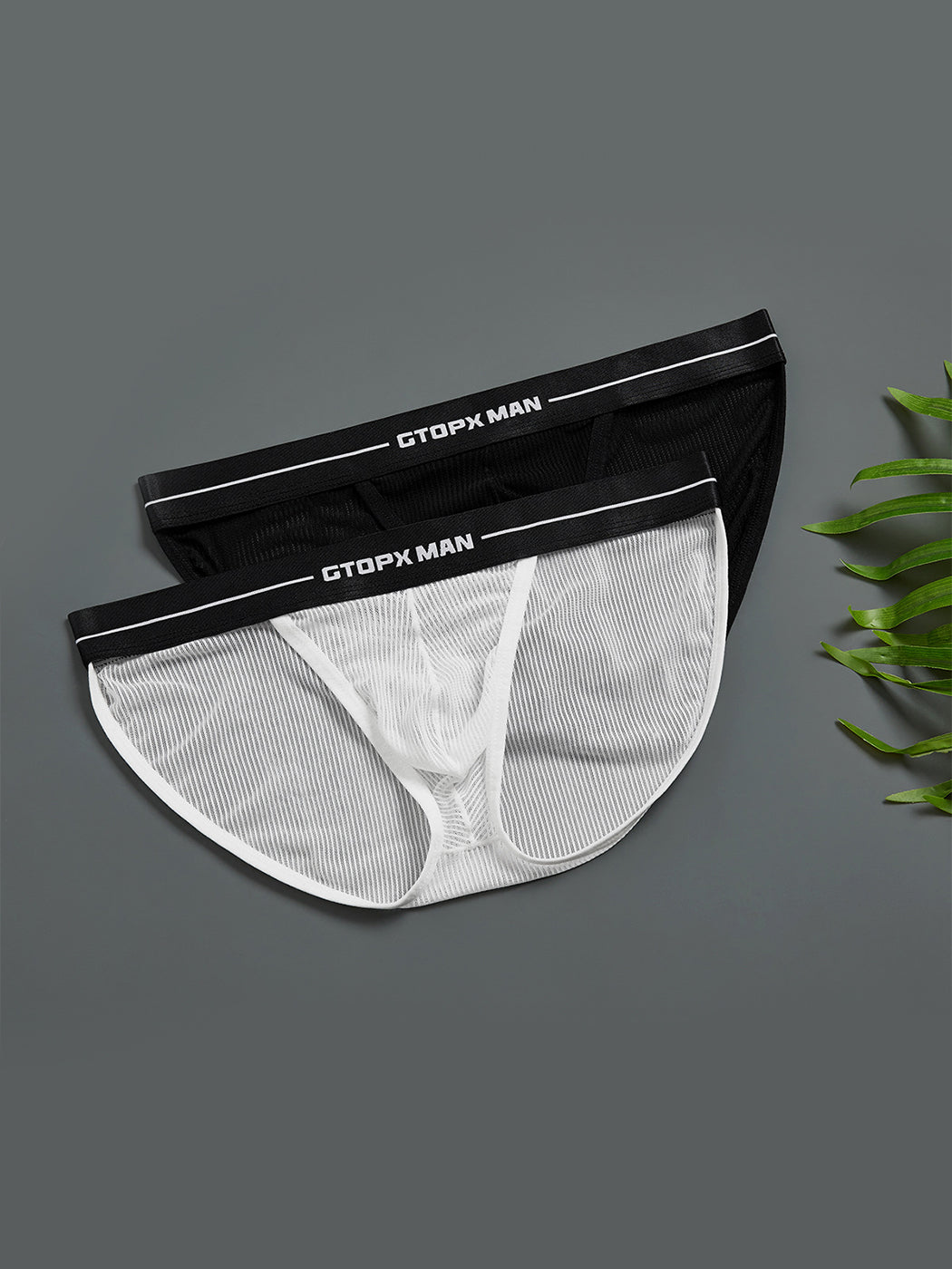 2 Pack Men's Sexy Striped Mesh Briefs | dmunderwear detail image 4