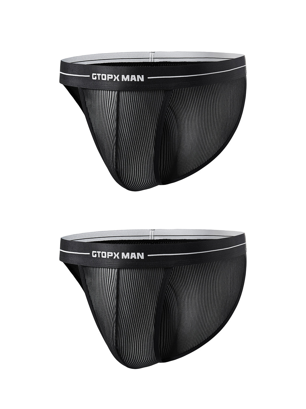 2 Pack Men's Sexy Striped Mesh Briefs | dmunderwear detail image 9