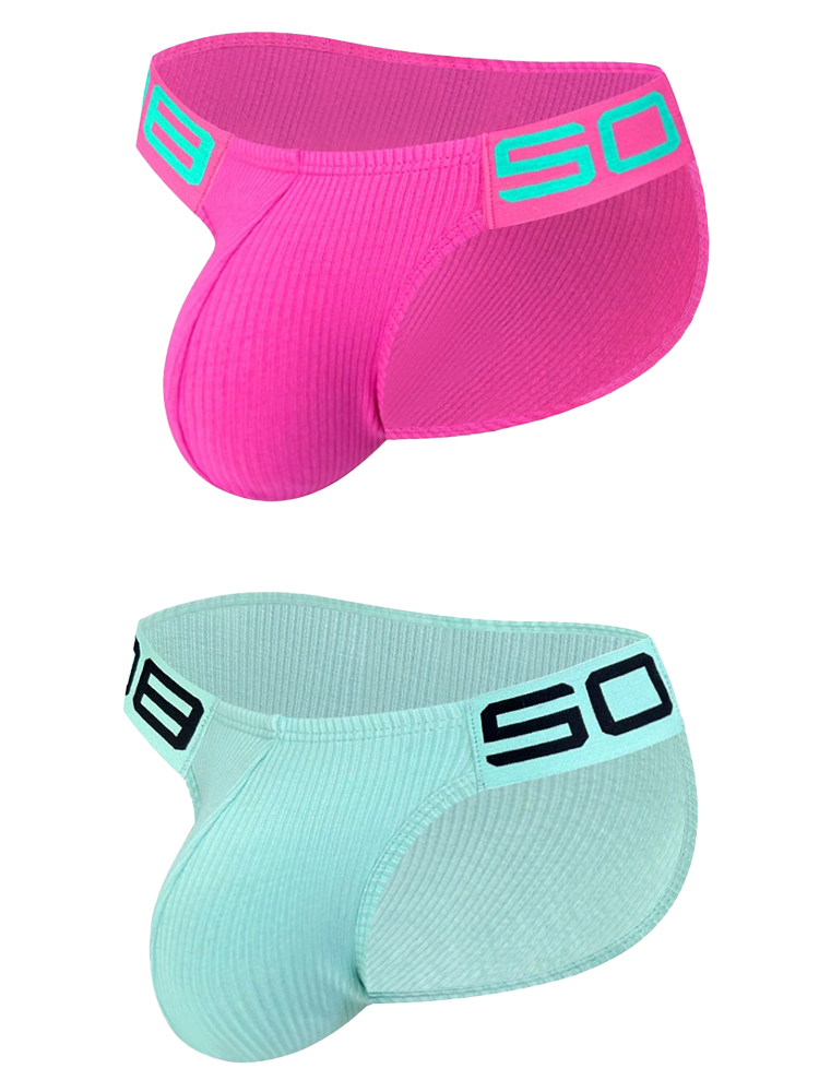 2 Pack Men's Sexy Threaded Fabric Bikinis | dmunderwear detail image 14
