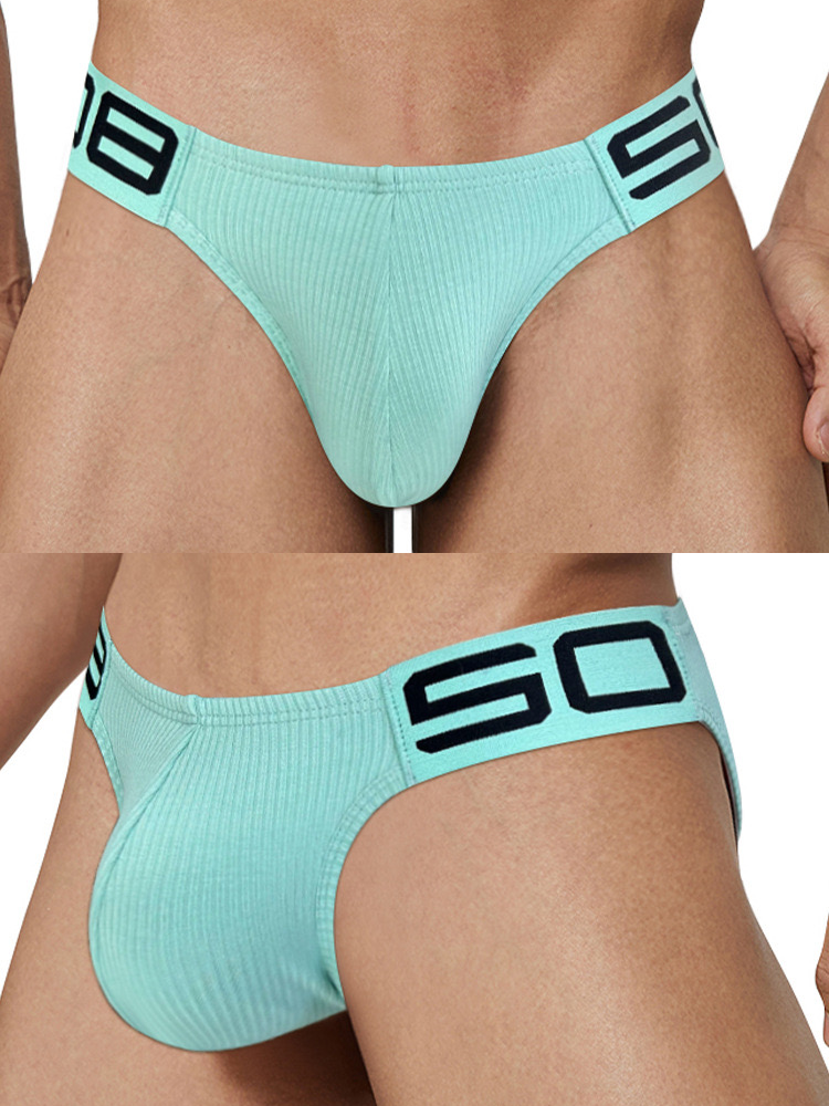 2 Pack Men's Sexy Threaded Fabric Bikinis | dmunderwear detail image 3