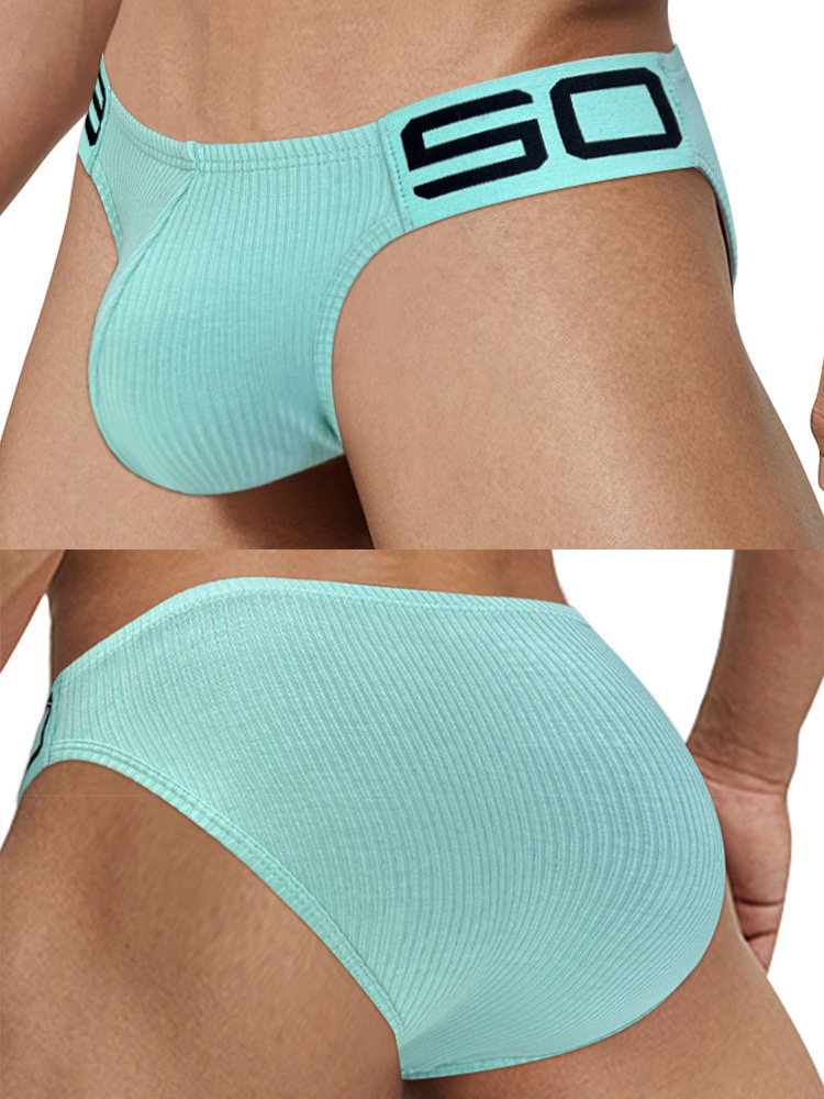 2 Pack Men's Sexy Threaded Fabric Bikinis | dmunderwear detail image 4