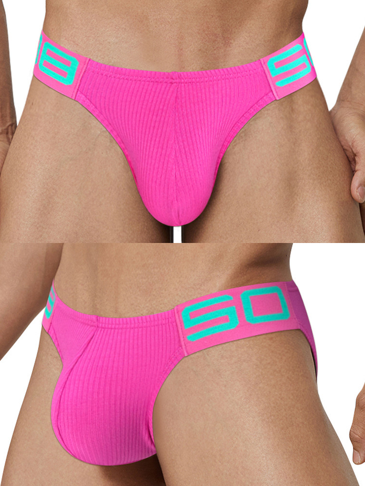 2 Pack Men's Sexy Threaded Fabric Bikinis | dmunderwear detail image 5