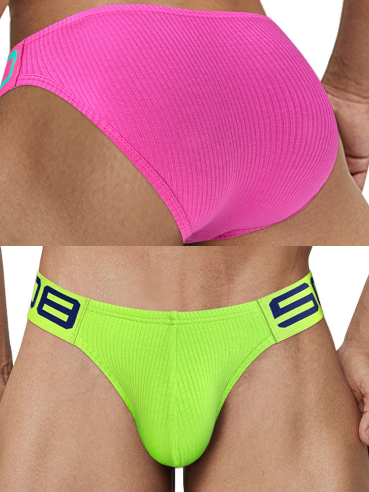 2 Pack Men's Sexy Threaded Fabric Bikinis | dmunderwear detail image 6