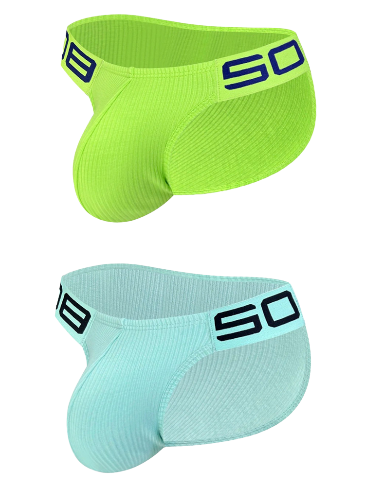 2 Pack Men's Sexy Threaded Fabric Bikinis | dmunderwear detail image 8