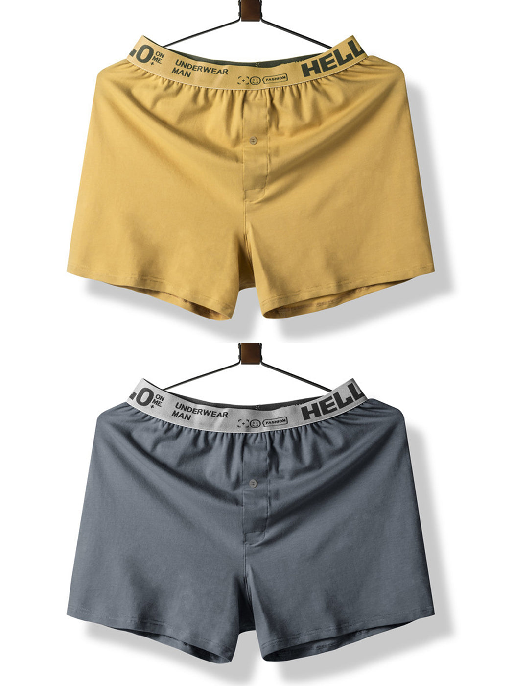 2 Pack Men's Woven Cotton Boxer Shorts With Button Fly | dmunderwear detail image 13