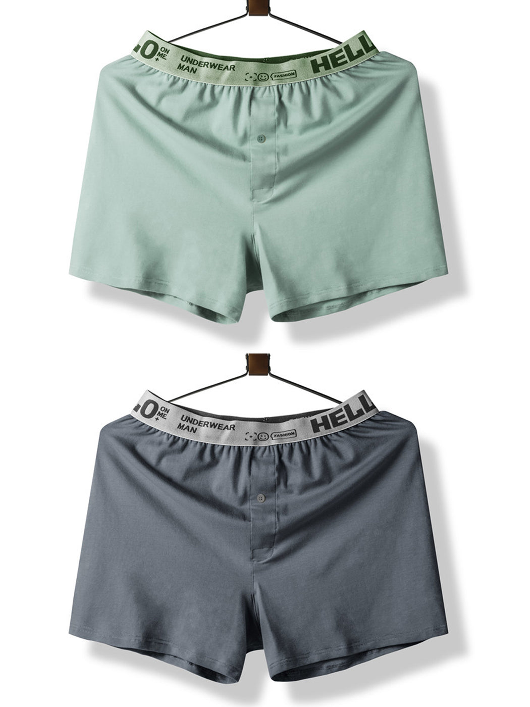 2 Pack Men's Woven Cotton Boxer Shorts With Button Fly | dmunderwear detail image 15