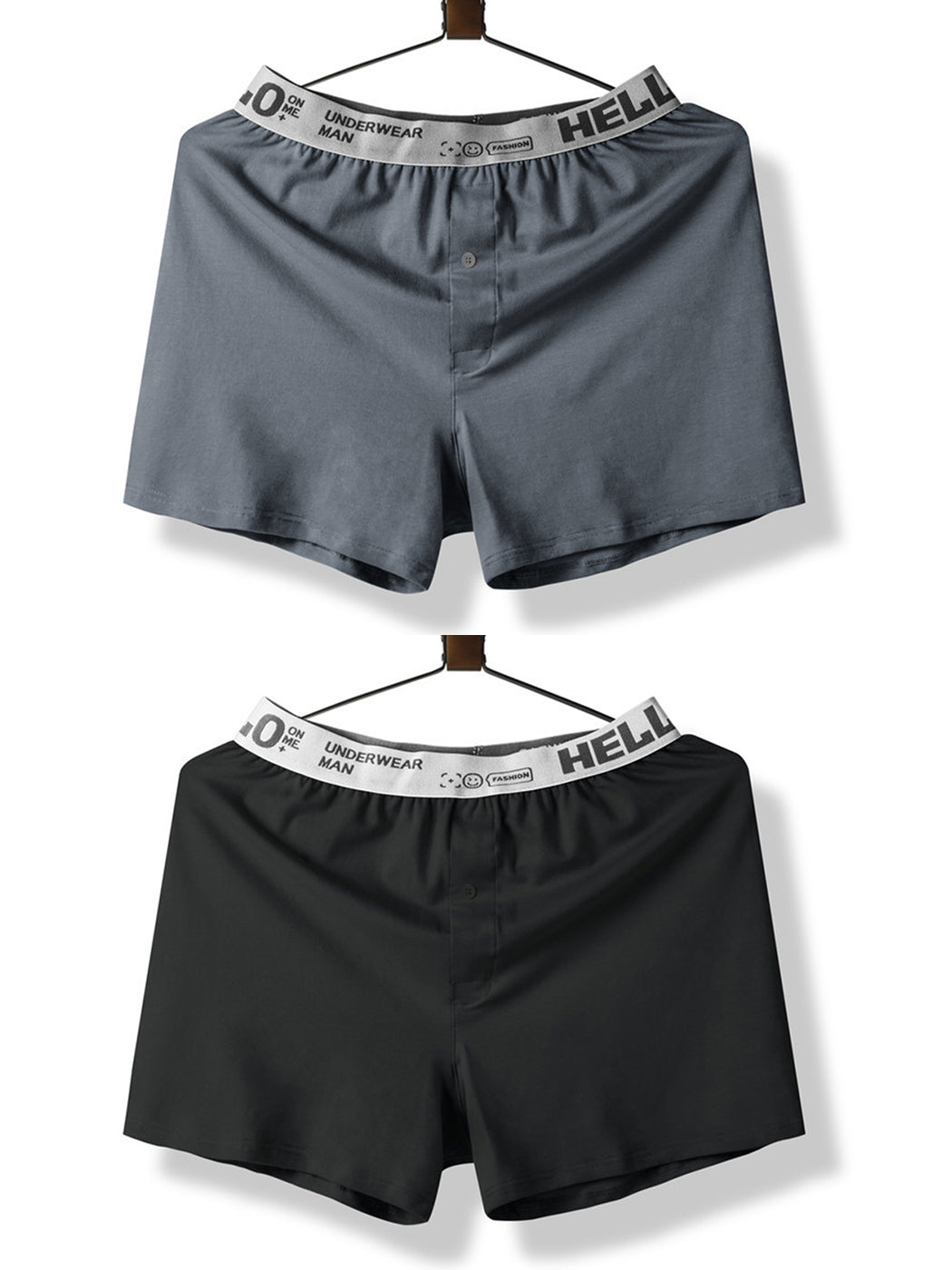 2 Pack Men's Woven Cotton Boxer Shorts With Button Fly | dmunderwear detail image 2