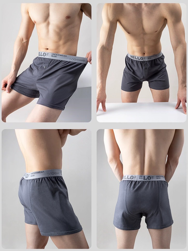 2 Pack Men's Woven Cotton Boxer Shorts With Button Fly | dmunderwear detail image 4