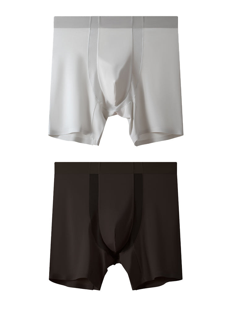 2 Pack Men's Anti-Chafing Modal No-Ride-Up & Roll-Free Design Boxer Briefs | dmunderwear detail image 14
