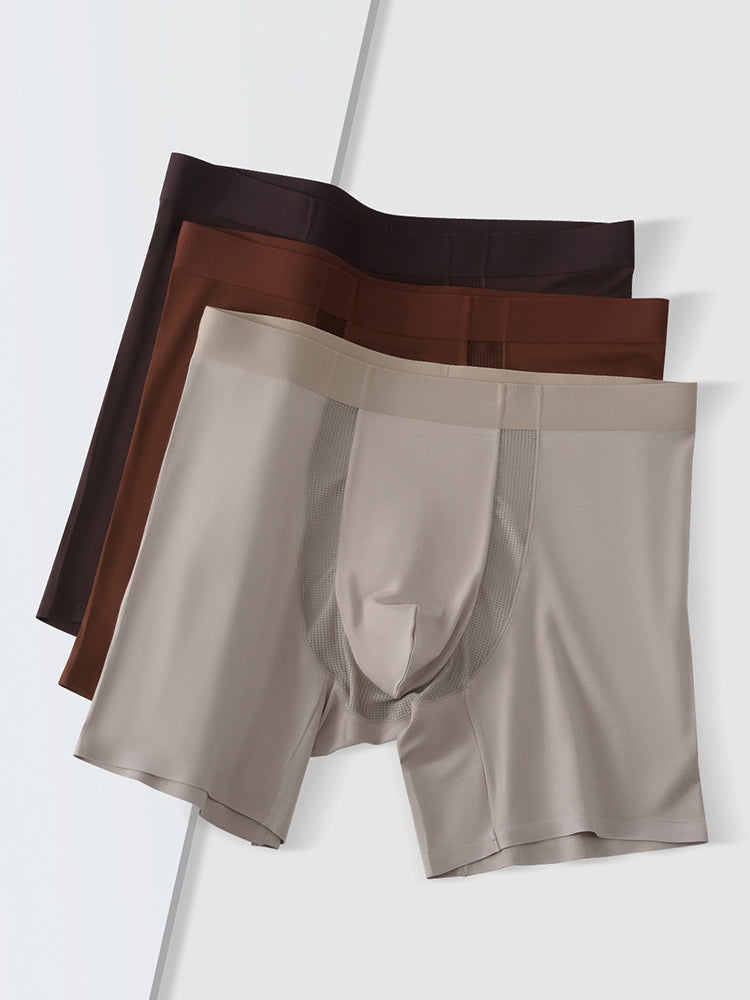 2 Pack Men's Anti-Chafing Modal No-Ride-Up & Roll-Free Design Boxer Briefs | dmunderwear detail image 15