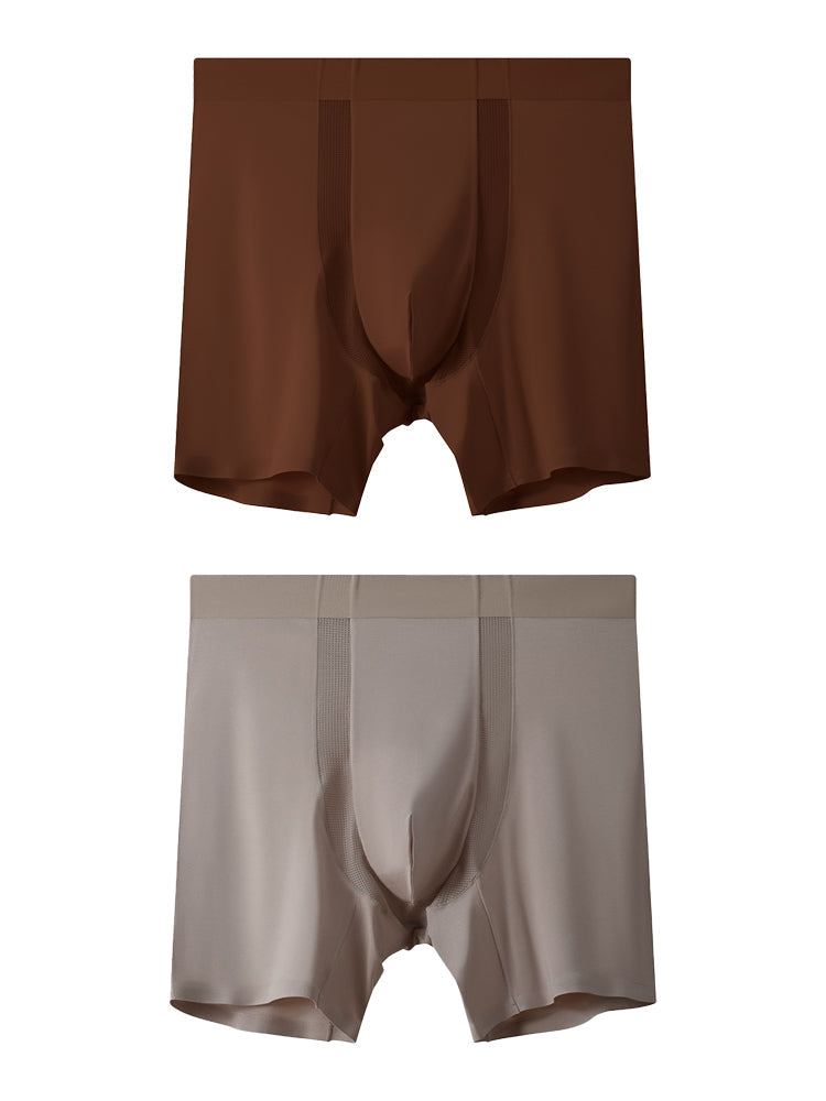 2 Pack Men's Anti-Chafing Modal No-Ride-Up & Roll-Free Design Boxer Briefs | dmunderwear detail image 2