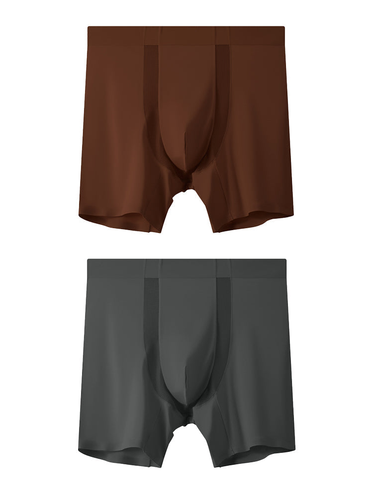 2 Pack Men's Anti-Chafing Modal No-Ride-Up & Roll-Free Design Boxer Briefs | dmunderwear detail image 20
